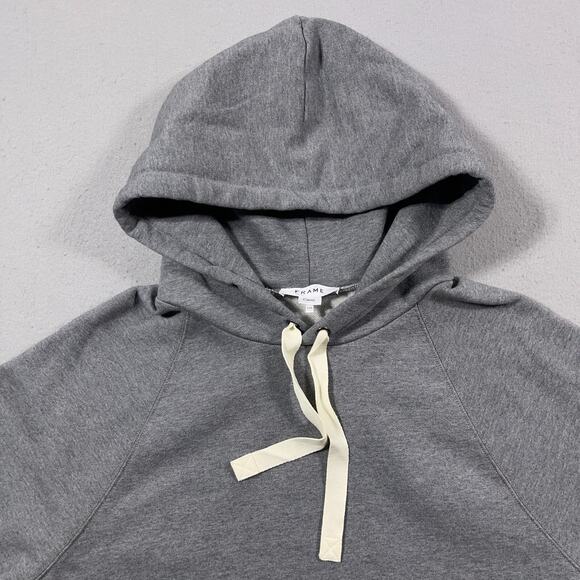 FRAME Gray Hoodie Sweatshirt Women Large Drawstring Pockets Raglan Long Sleeve‎ - Picture 3 of 9